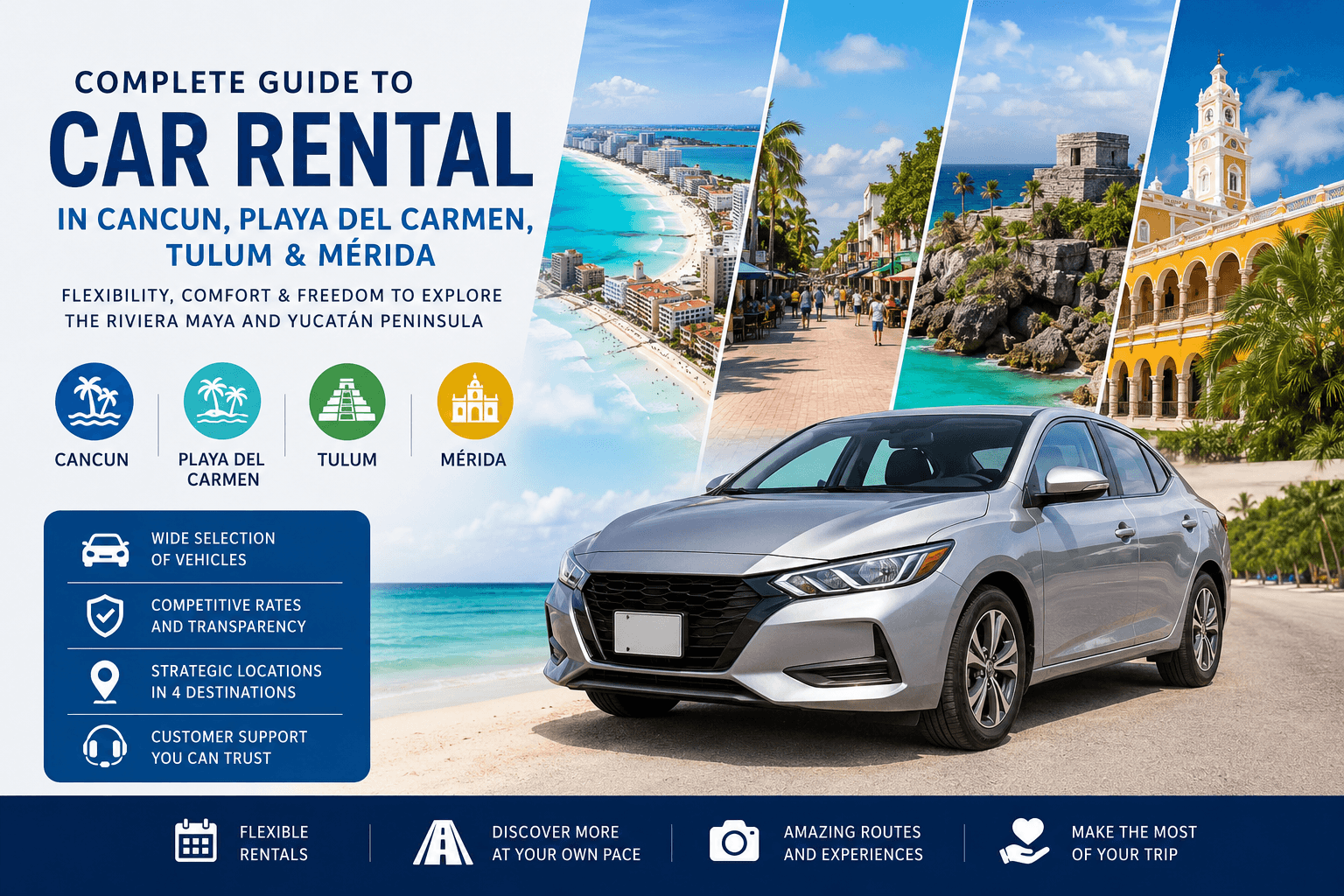 Complete Car Rental Guide in Cancun, Playa del Carmen, Tulum and Mérida – Everything You Need to Know Before Renting a Car